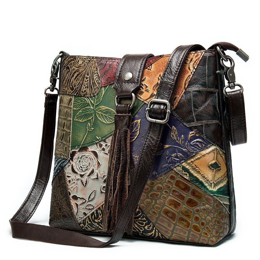 Ethnic style leather stitching ladies bag - Image 3
