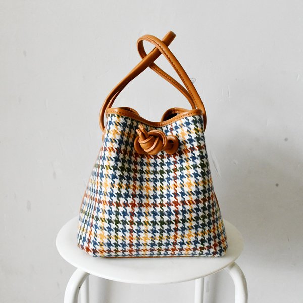 Button Bucket Bag Woolen Cloth Portable Messenger Bag Women - Image 2