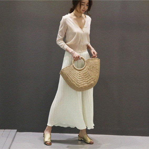 Baggage lady''s handbag paper rope knitting wrapping straw wrapping ins fire lady bag Korean bag summer beach vacation bag - Image 4