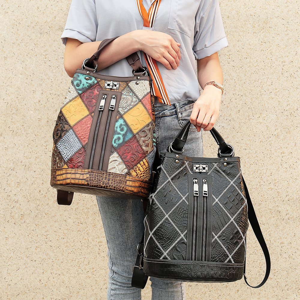 Ethnic National Style Ladies Leather Backpack - Image 5