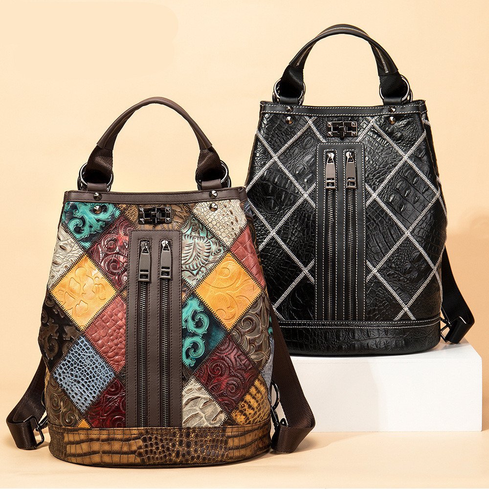 Ethnic National Style Ladies Leather Backpack - Image 2