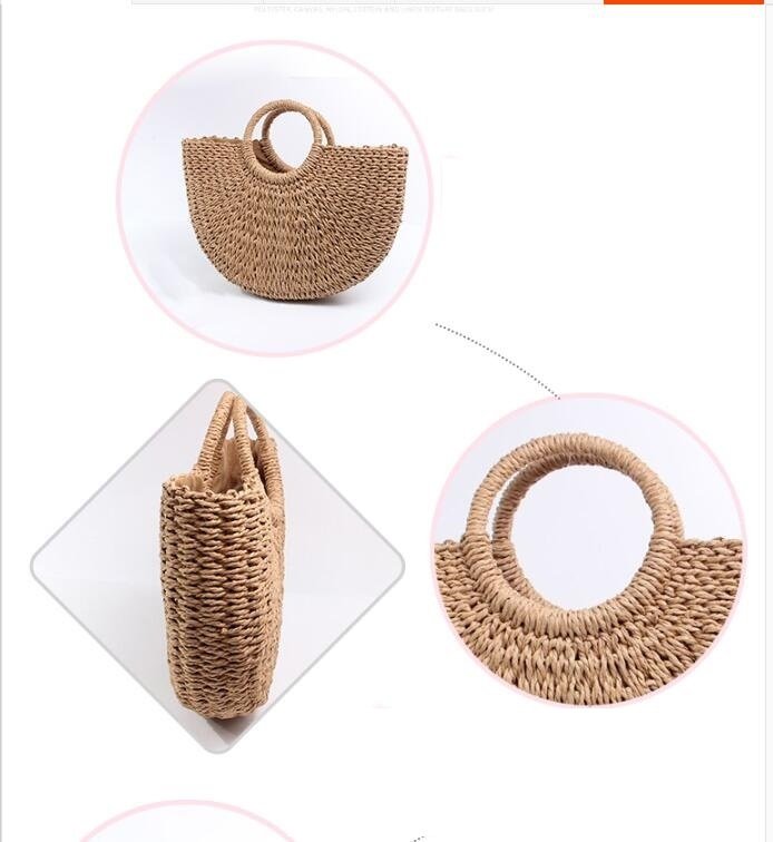 Baggage lady''s handbag paper rope knitting wrapping straw wrapping ins fire lady bag Korean bag summer beach vacation bag - Image 3