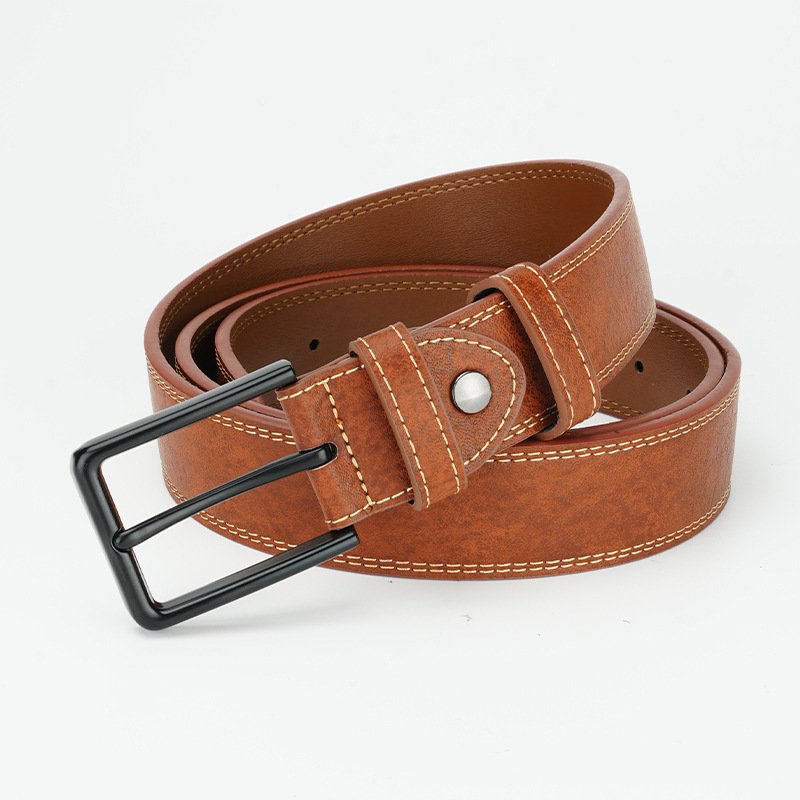 Retro Style Men's Leather Belt - Image 3