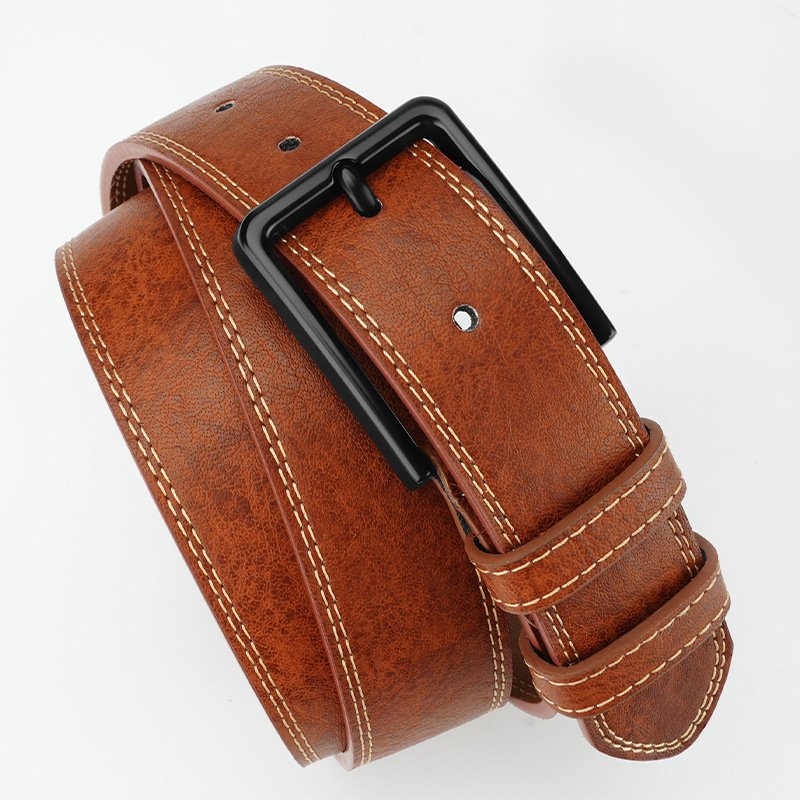 Retro Style Men's Leather Belt - Image 2