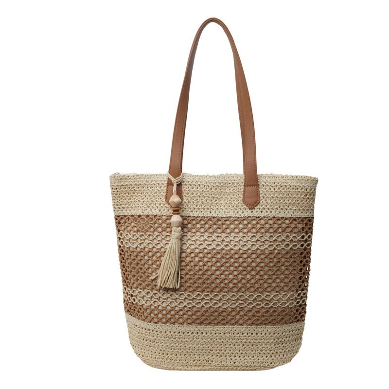 Women Summer Stripe Straw Sholder Bags - Image 6