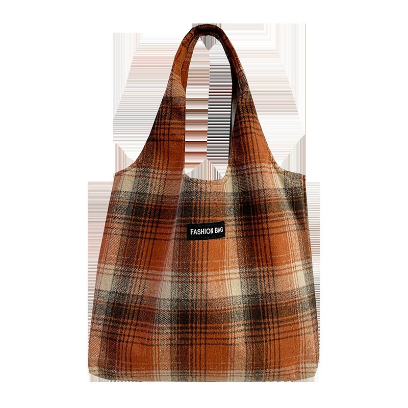 New Retro British Checked Canvas Bag Women - Image 2