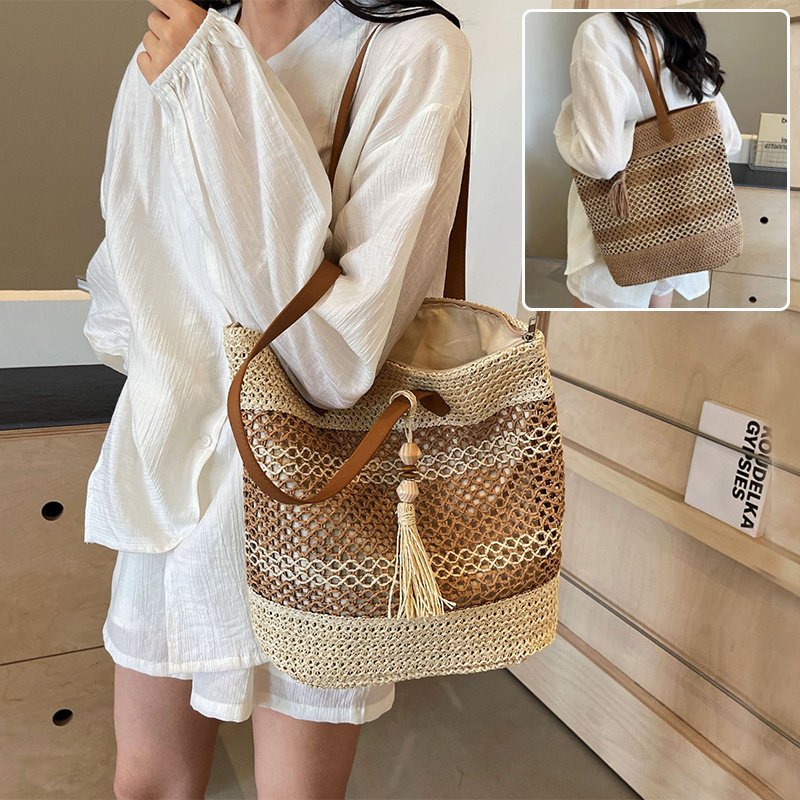 Women Summer Stripe Straw Sholder Bags