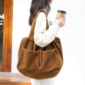 Corduroy Drawstring Women Shoulder Bag