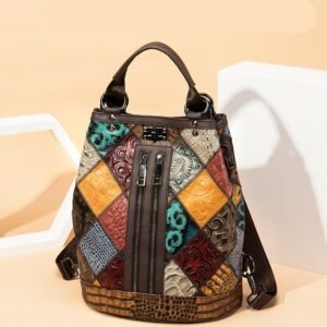 Ethnic National Style Ladies Leather Backpack