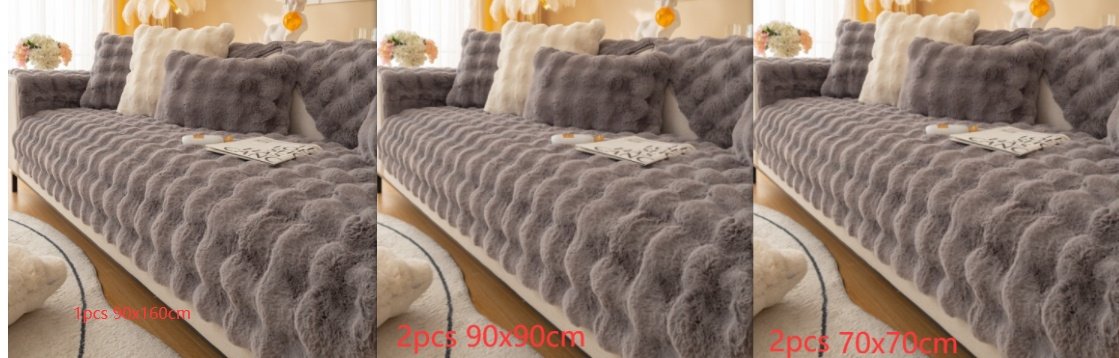 Winter Thickened Rabbit Plush Modern Sofa Cushion - Image 3
