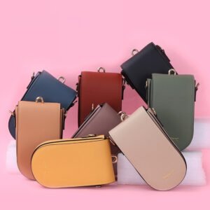 Lady's Solid Color Crossbody Phone Bag