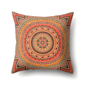 Mandala textured peach velvet pillow