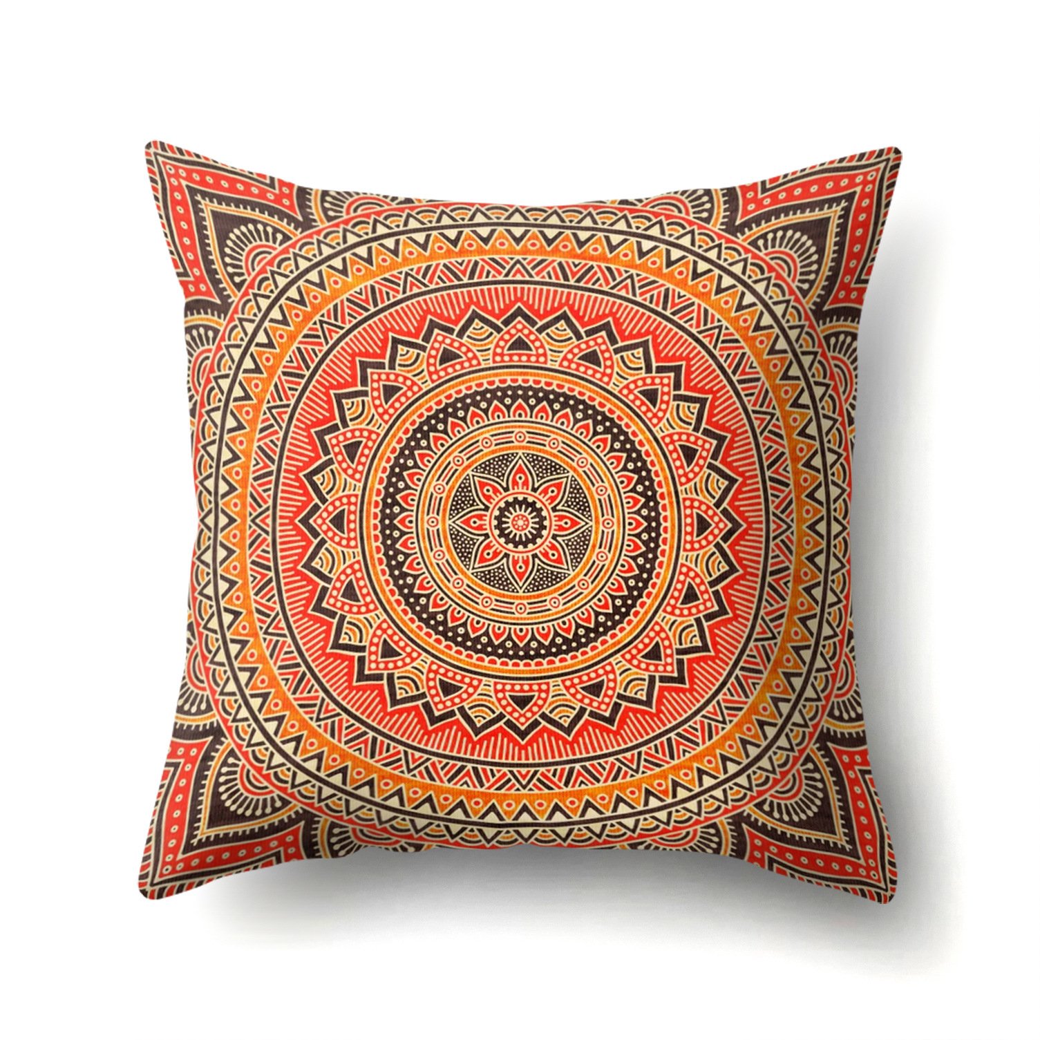 Mandala textured peach velvet pillow