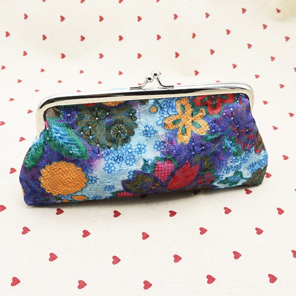 Women's Embroidered Fabric Wallet Long - Image 5