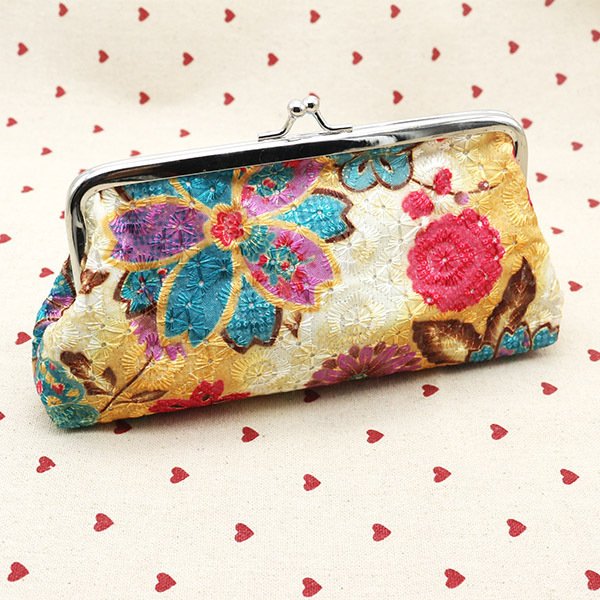 Women's Embroidered Fabric Wallet Long - Image 3