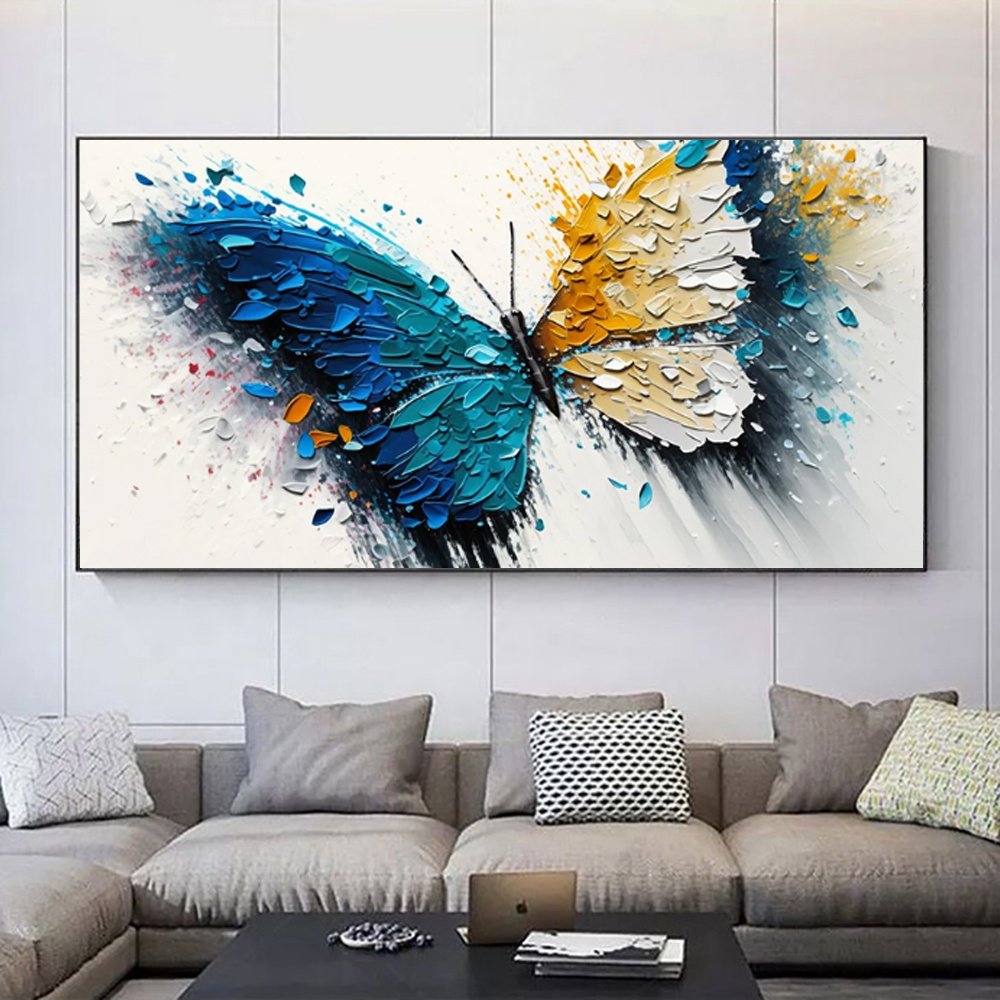 Large Abstract Handmade Canvas Art Modern Acrylic Oil Painting Vibrant Animal Butterfly Wall Home Decor For Living Room - Image 10