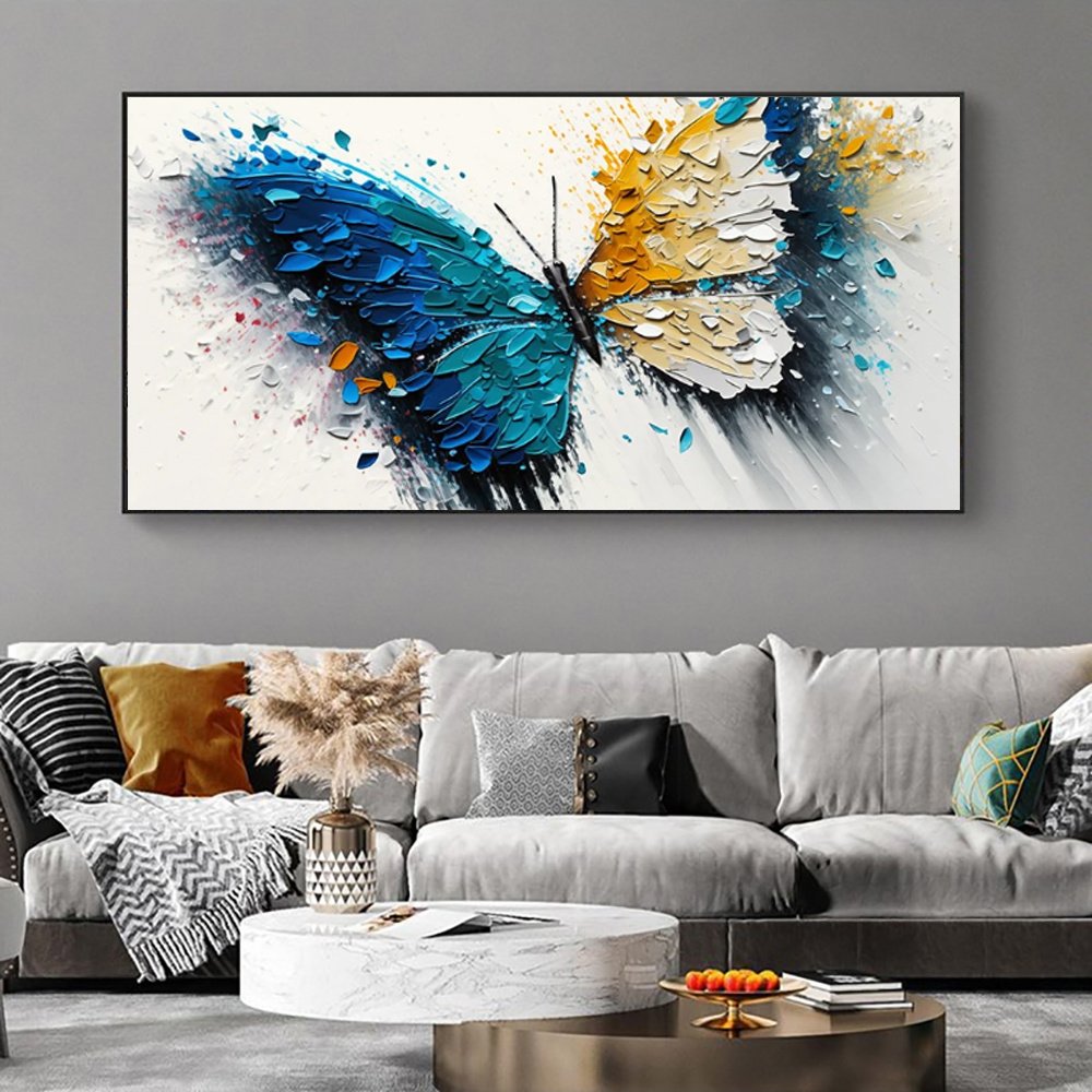 Large Abstract Handmade Canvas Art Modern Acrylic Oil Painting Vibrant Animal Butterfly Wall Home Decor For Living Room