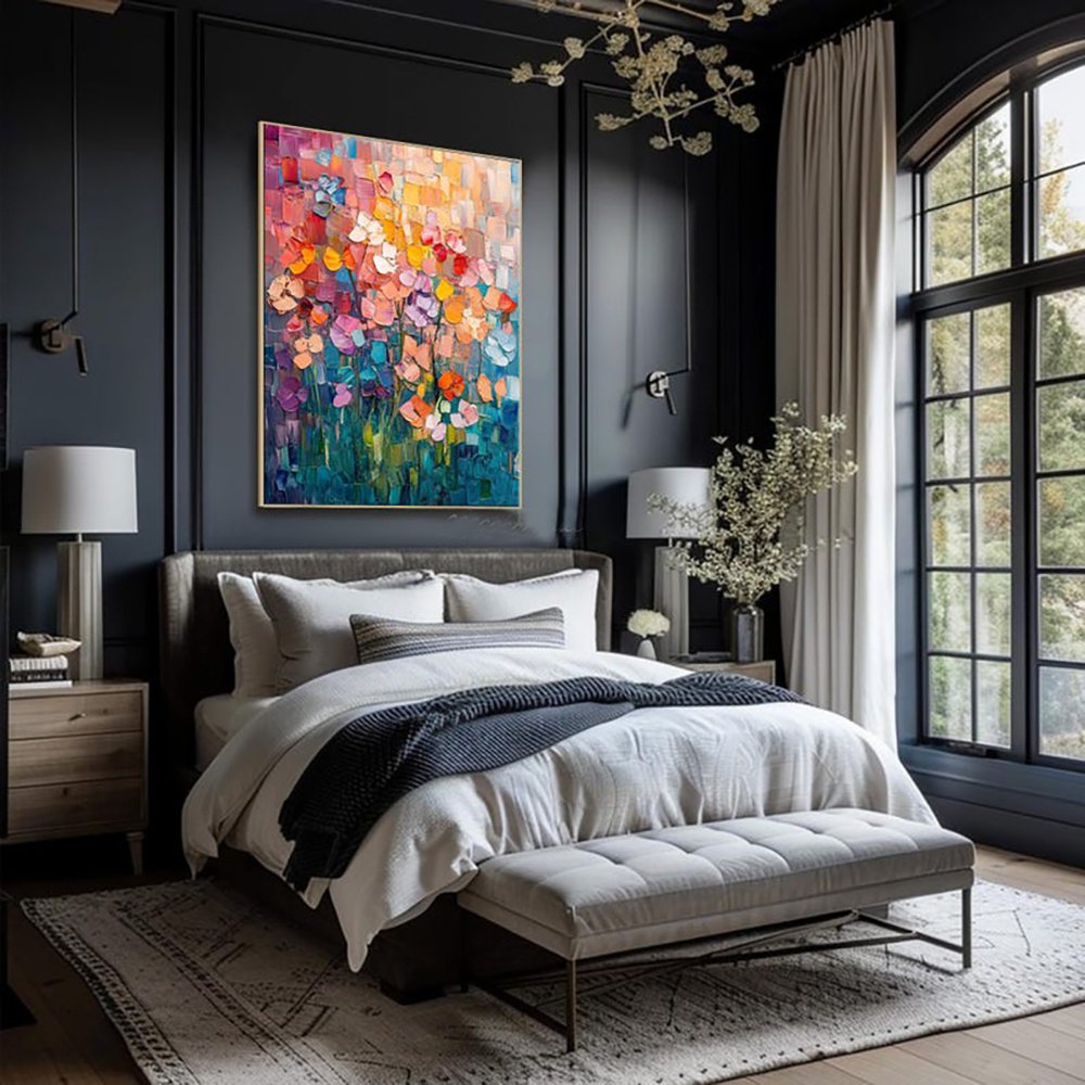 Hand-painted Oil Paintings Abstract Tulip Flower Modern Wall Paintings Home Decoration Art Picture Abstract Canvas Textured 3D Posters Home Room Decor - Image 6