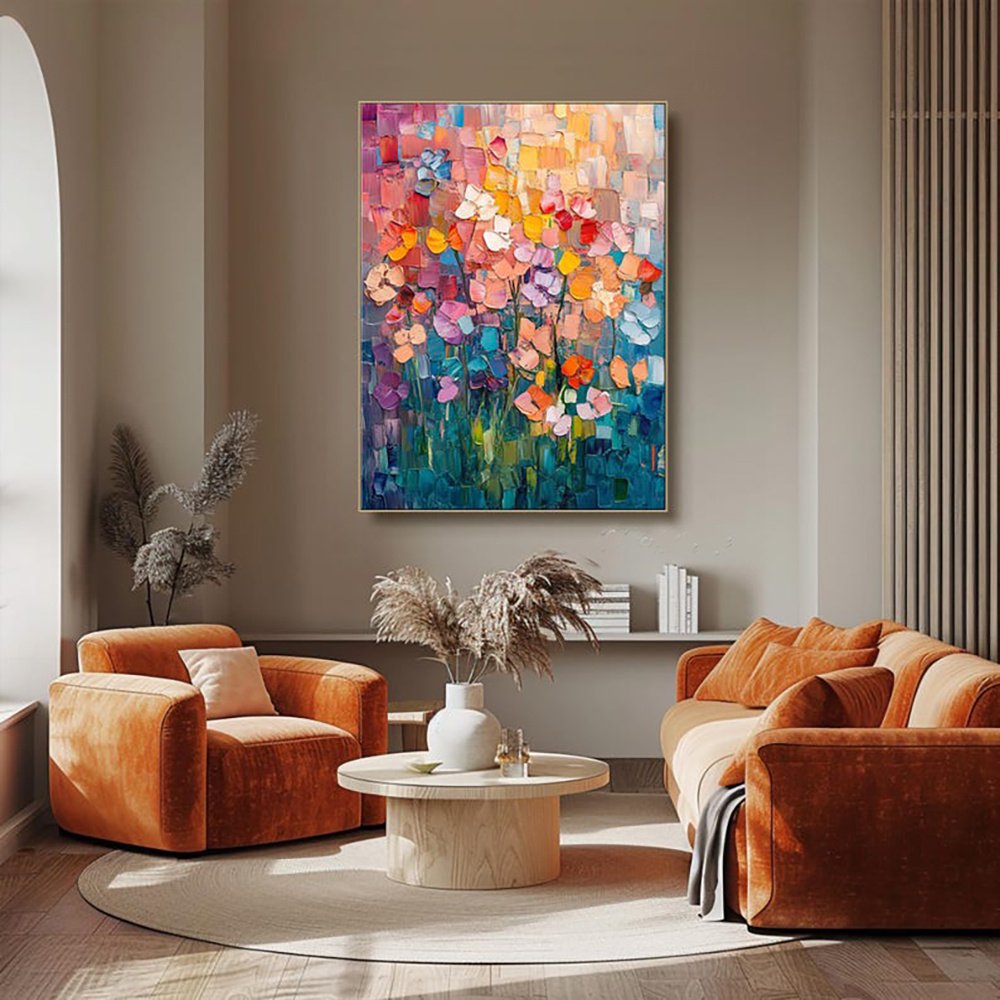 Hand-painted Oil Paintings Abstract Tulip Flower Modern Wall Paintings Home Decoration Art Picture Abstract Canvas Textured 3D Posters Home Room Decor - Image 3