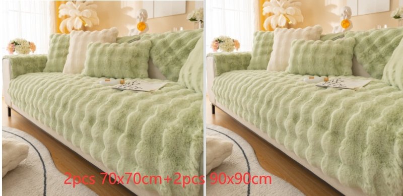 Winter Thickened Rabbit Plush Modern Sofa Cushion - Image 9