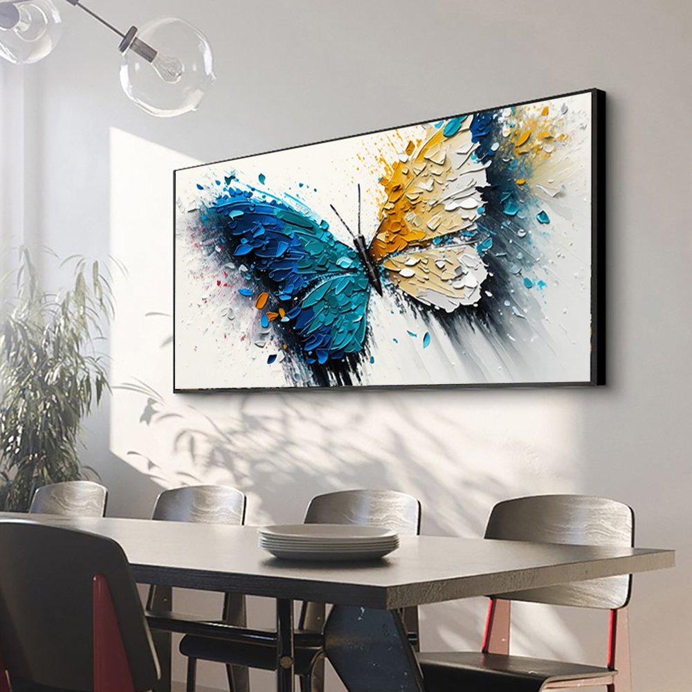 Large Abstract Handmade Canvas Art Modern Acrylic Oil Painting Vibrant Animal Butterfly Wall Home Decor For Living Room - Image 9