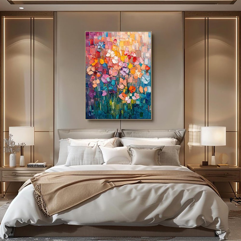Hand-painted Oil Paintings Abstract Tulip Flower Modern Wall Paintings Home Decoration Art Picture Abstract Canvas Textured 3D Posters Home Room Decor - Image 4