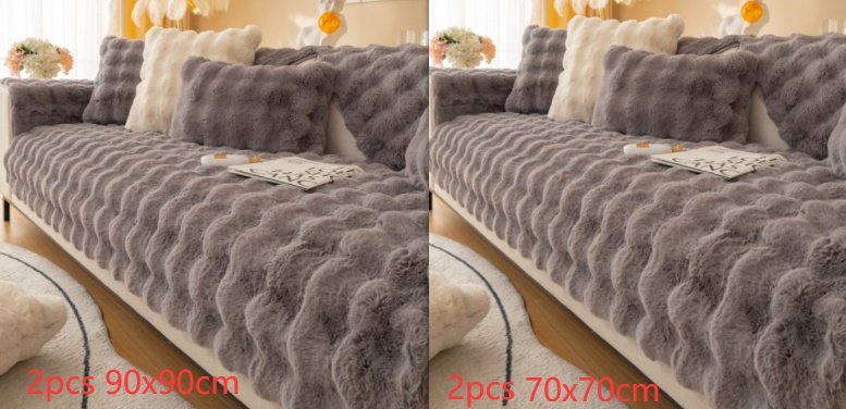 Winter Thickened Rabbit Plush Modern Sofa Cushion - Image 7