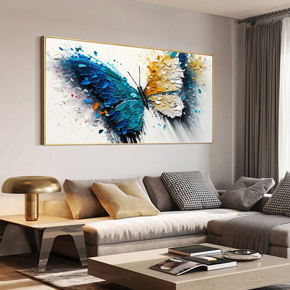 Large Abstract Handmade Canvas Art Modern Acrylic Oil Painting Vibrant Animal Butterfly Wall Home Decor For Living Room - Image 6