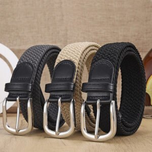 New Men's And Women's Woven Belt Elastic Stretch Punch-free