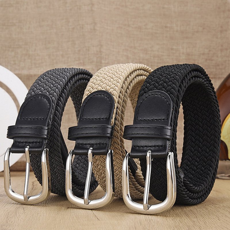 New Men's And Women's Woven Belt Elastic Stretch Punch-free