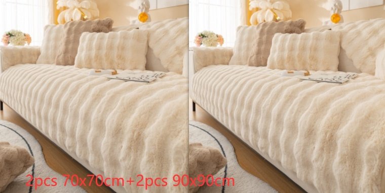 Winter Thickened Rabbit Plush Modern Sofa Cushion - Image 5