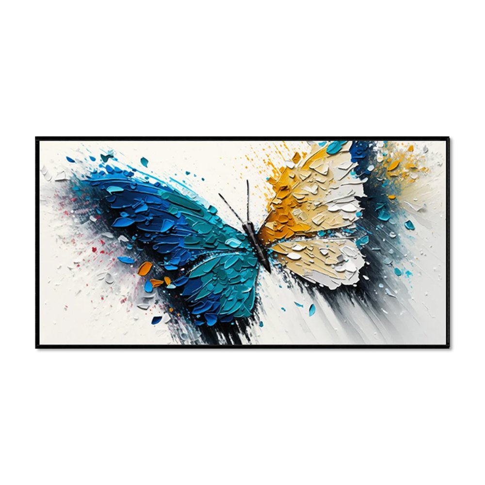 Large Abstract Handmade Canvas Art Modern Acrylic Oil Painting Vibrant Animal Butterfly Wall Home Decor For Living Room - Image 3
