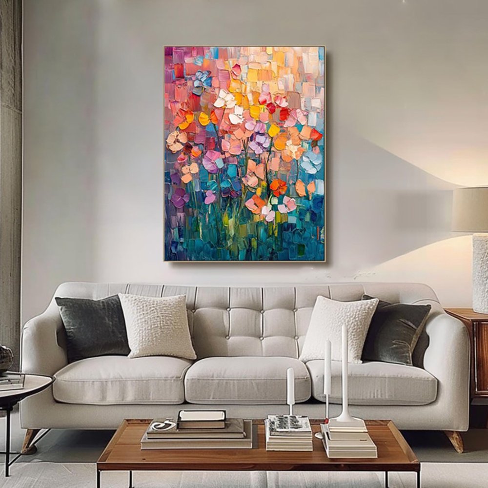 Hand-painted Oil Paintings Abstract Tulip Flower Modern Wall Paintings Home Decoration Art Picture Abstract Canvas Textured 3D Posters Home Room Decor - Image 2