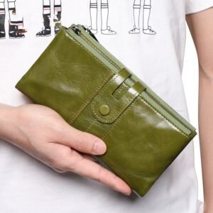 Retro Women's Leather Wallet Fashion Rfid Long Wallet
