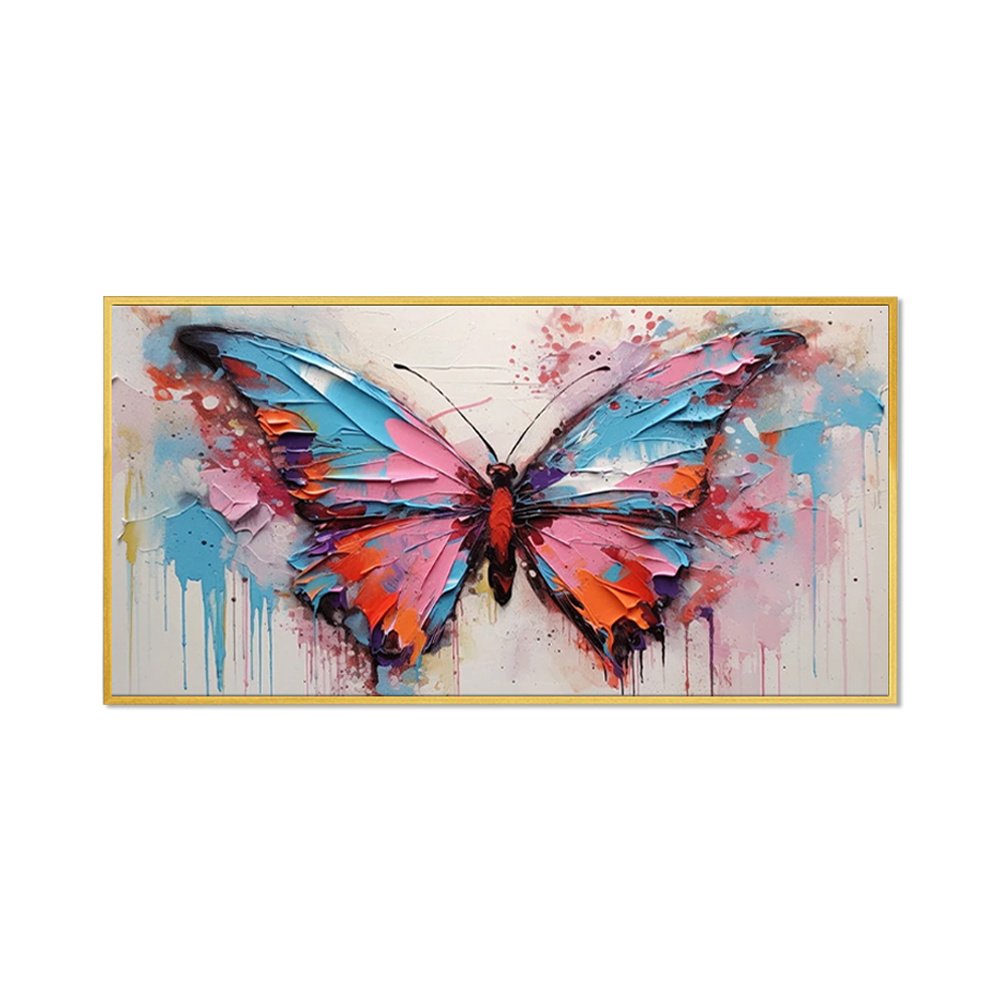 Large Abstract Handmade Canvas Art Modern Acrylic Oil Painting Vibrant Animal Butterfly Wall Home Decor For Living Room - Image 8