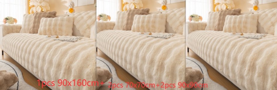 Winter Thickened Rabbit Plush Modern Sofa Cushion - Image 6