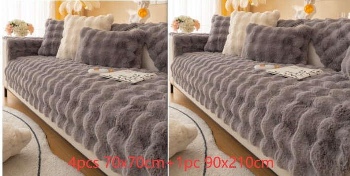 Winter Thickened Rabbit Plush Modern Sofa Cushion - Image 2
