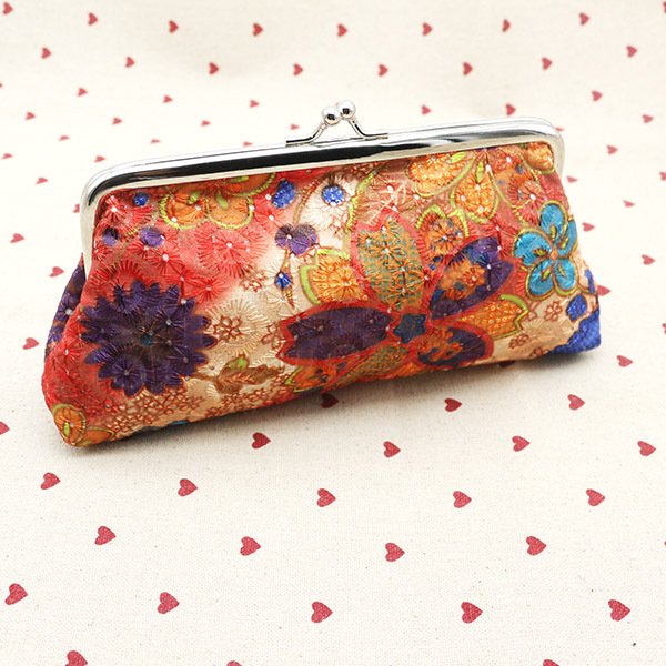 Women's Embroidered Fabric Wallet Long - Image 2